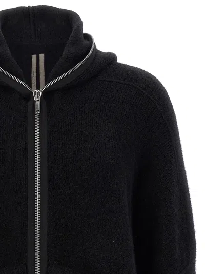 Rick Owens Hooded Wool Cardigan Sweaters And Cardigans Black In Animal Print