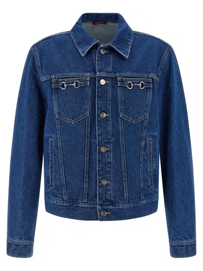 Gucci Horsebit Denim Jacket Puffer Jackets Blue In Blue