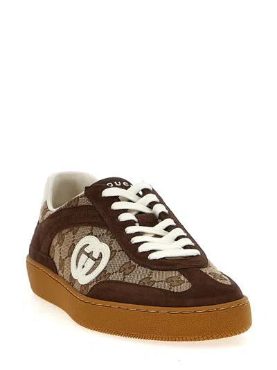 Gucci Men G75 Low-top Supreme Gg Fabric And Suede Sneakers In Multi