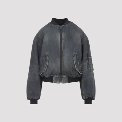Balenciaga Distressed Bomber Jacket Long Sleeves Pockets In Multi