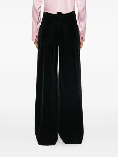 Forte Forte Velvet Wide-leg Trousers Pockets In Green