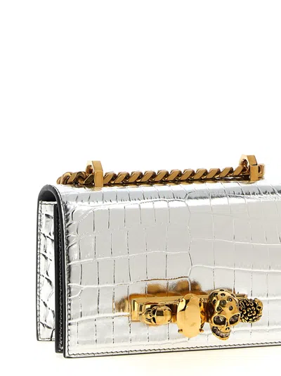 Alexander Mcqueen 'jewelled Satchel' Mini Crossbody Bag In Silver