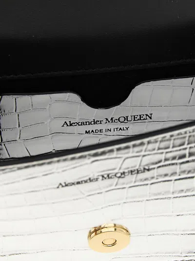 Alexander Mcqueen 'jewelled Satchel' Mini Crossbody Bag In Silver