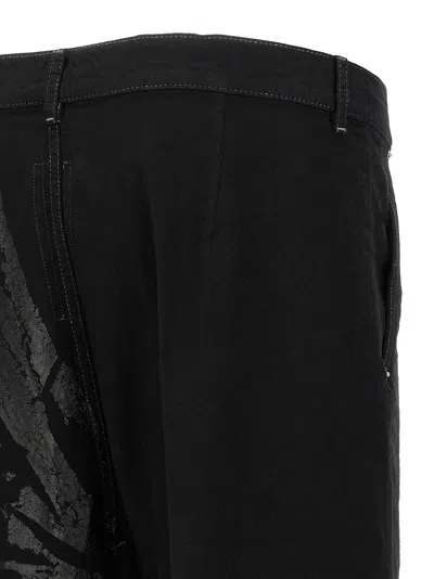 Rick Owens Joris Black Pants With Distressed Details In Black
