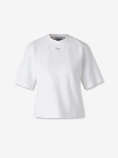 Off-white Logo Floral Cotton T-shirt In White