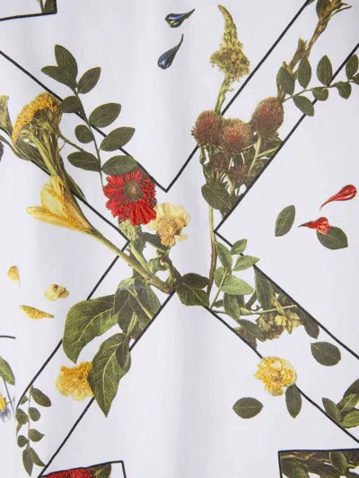 Off-white Logo Floral Cotton T-shirt In White