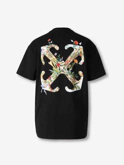 Off-white Floral Logo T-shirt In Black
