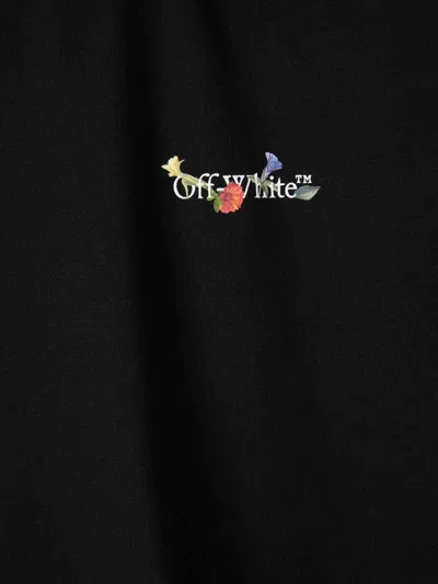 Off-white Floral Logo T-shirt In Black
