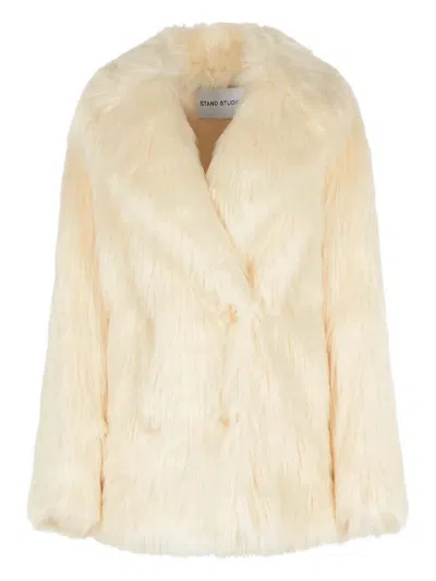 Stand Studio Katalina Faux Fur Short Coat Clothing In Neutral