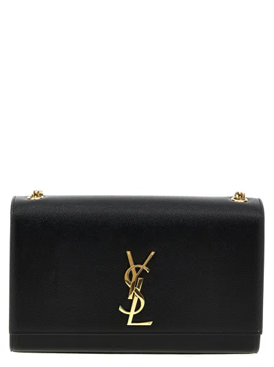 Saint Laurent Kate Small Ysl Shoulder Bag In Leather In Black