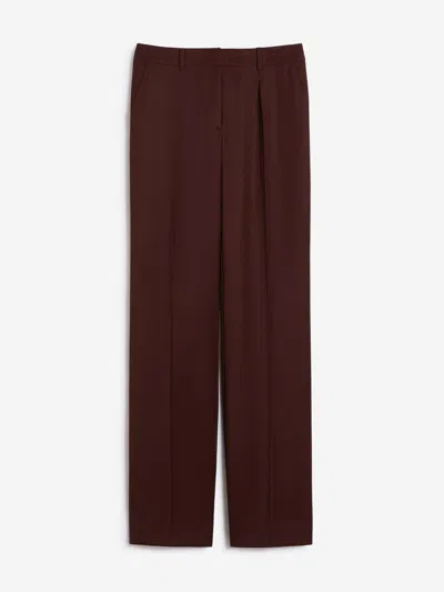 Max Mara Straight Gabardine Trousers In Burgundy