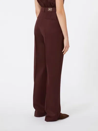 Max Mara Straight Gabardine Trousers In Burgundy