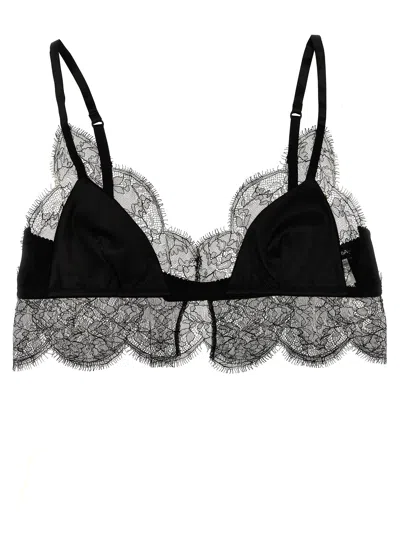 Dolce & Gabbana Black Chantilly Bralette In Silk Blend Woman In Black
