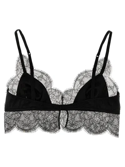 Dolce & Gabbana Black Chantilly Bralette In Silk Blend Woman In Black