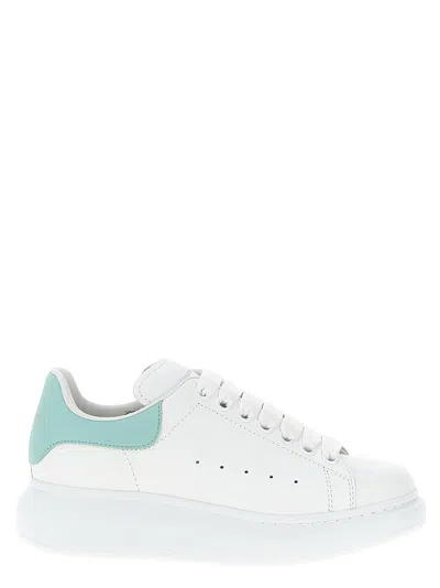 Alexander Mcqueen Oversized Sneakers In White And Light Blue Calfskin  In Blue