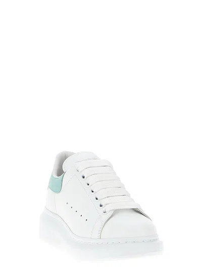 Alexander Mcqueen Oversized Sneakers In White And Light Blue Calfskin  In Blue