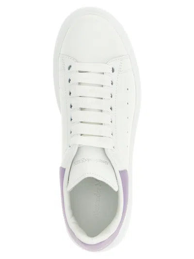 Alexander Mcqueen White Leather Sneakers With Lilac Leather Heel In White