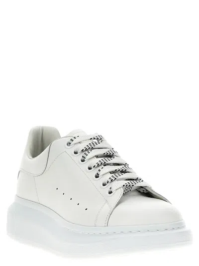 Alexander Mcqueen White Low Top Sneakers With Logo Lettering On Tongue And Heel In Leather Woman