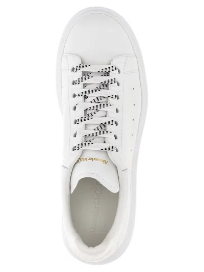 Alexander Mcqueen White Low Top Sneakers With Logo Lettering On Tongue And Heel In Leather Woman
