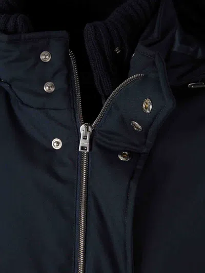Herno Technical Long Down Jacket In Blue