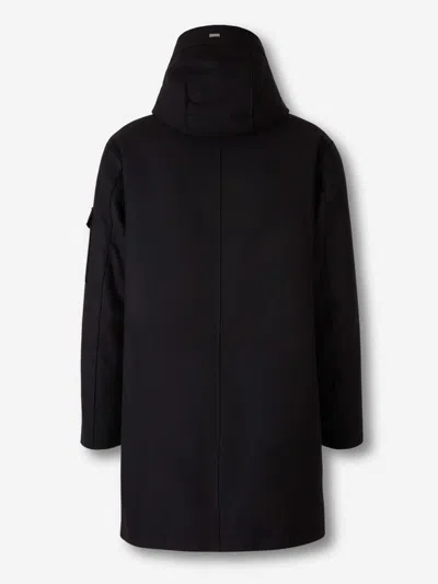 Herno High Collar Long Coat In Black
