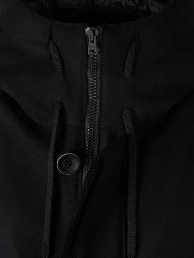 Herno High Collar Long Coat In Black