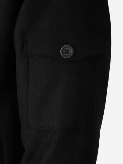 Herno High Collar Long Coat In Black