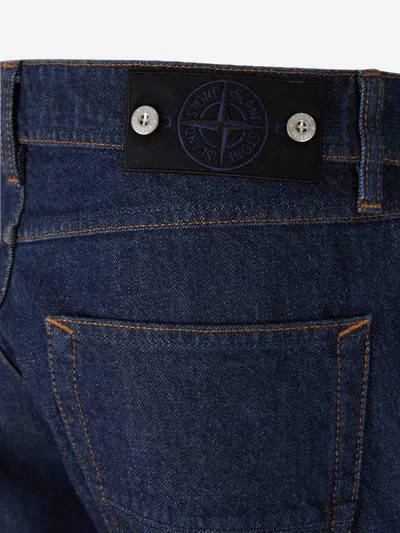 Stone Island Denim Flared Jeans In Blue