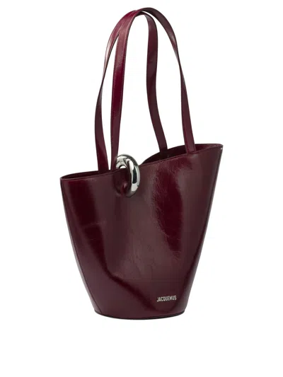 Jacquemus Women Burgundy The Medium Bambola Bucket Bag In Red