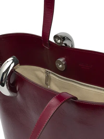Jacquemus Women Burgundy The Medium Bambola Bucket Bag In Red