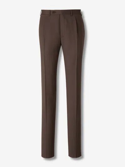 Canali Wide-leg Trousers In Brown