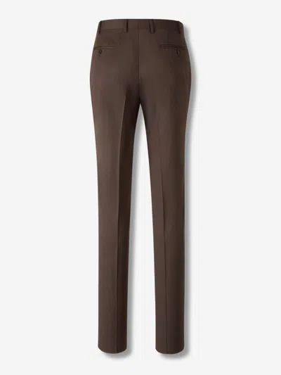 Canali Wide-leg Trousers In Brown