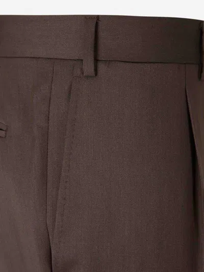 Canali Wide-leg Trousers In Brown