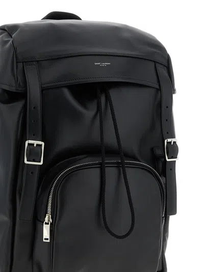 Saint Laurent Versatile Leather Backpack Featuring Zip Pocket In Black
