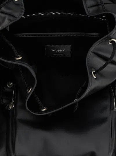 Saint Laurent Versatile Leather Backpack Featuring Zip Pocket In Black