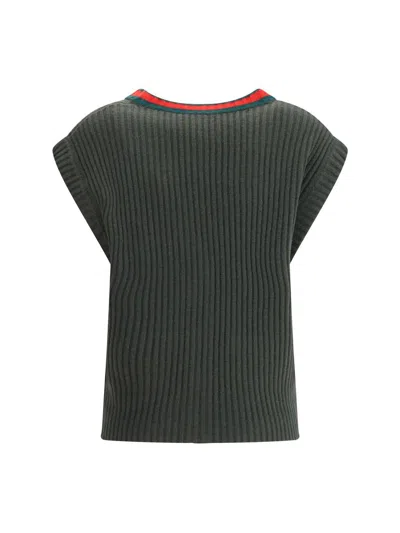 Gucci Wool Cardigan Vest In Green