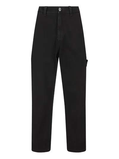 Stone Island Trousers Blue And Green In Black