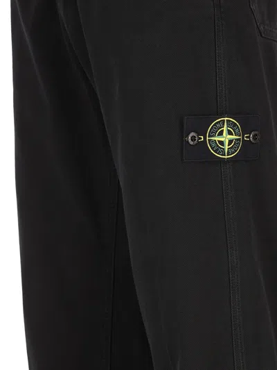 Stone Island Trousers Blue And Green In Black