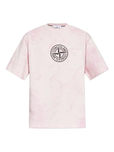 Stone Island Logo-print Cotton T-shirt In Purple