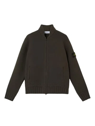 Stone Island Bomber-style Jumper With Zip Pockets In Brown