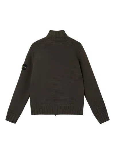 Stone Island Bomber-style Jumper With Zip Pockets In Brown