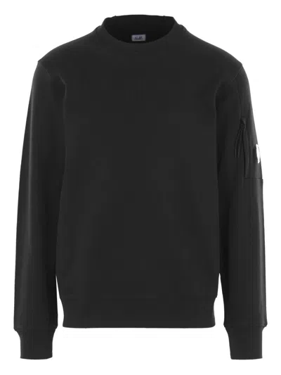 C.p. Company Cp Company Sweatshirts Crew Neck In Diagonal Raised Fleece In Black