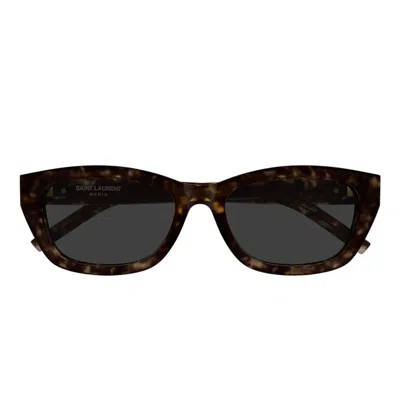 Saint Laurent Sl M153 Linea Monogram 002 Havana Grey Sunglasses In Black