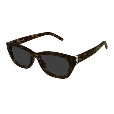 Saint Laurent Sl M153 Linea Monogram 002 Havana Grey Sunglasses In Black