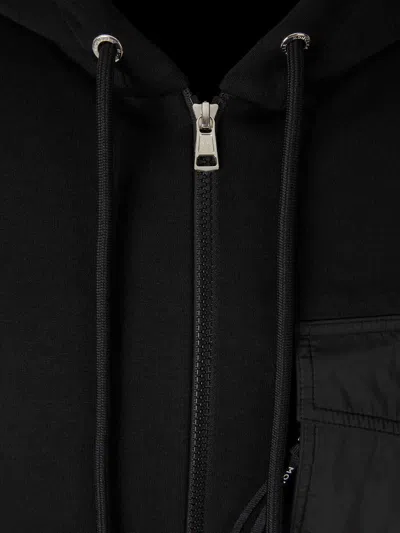 Moncler Hooded Zipper Sweatshirt In Black