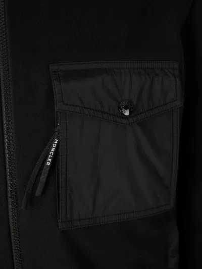 Moncler Hooded Zipper Sweatshirt In Black