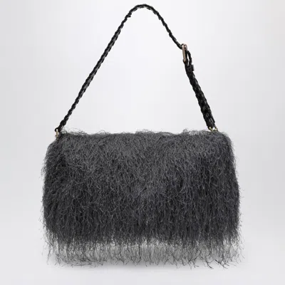 Dries Van Noten Braided Strap Shoulder Bag Fringe Detail In Gray