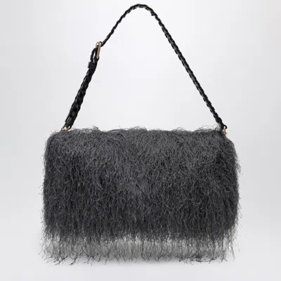 Dries Van Noten Braided Strap Shoulder Bag Fringe Detail In Gray
