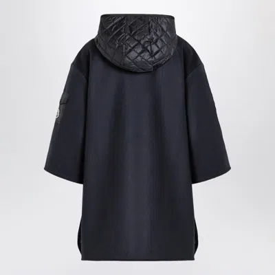 Moncler Blend Cape With Zip And Hood In Blue