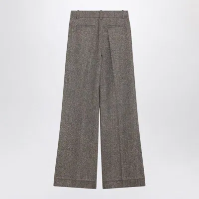 Valentino Garavani Ivory/brown Patterned Trousers In Gray